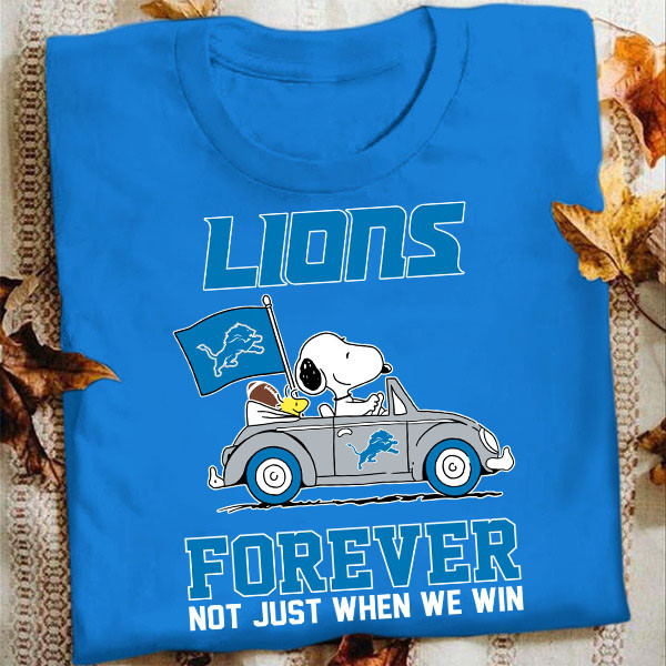 Snoopy And Woodstock Forever Not Just When We Win Detroit Lions T-Shirt Football Themed Gifts Neasalamis.com