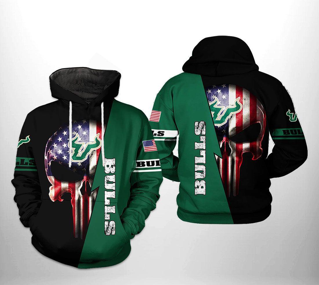 South Florida Bulls NCAA US Flag Skull Hoodie Neasalamis