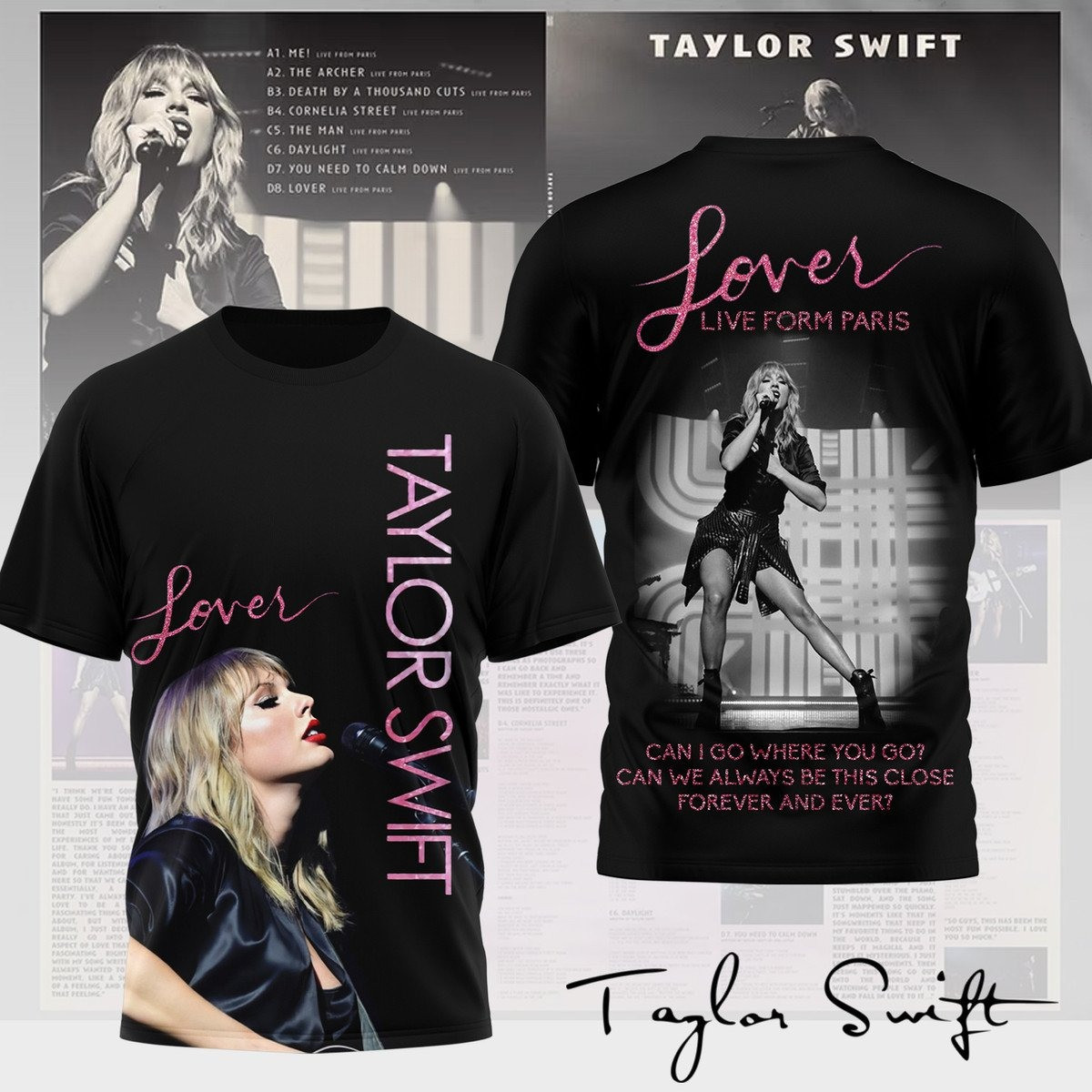 Taylor Swift Lover Live Form Paris Tour T-Shirt 3D Present Club Lovers Neasalamis.com