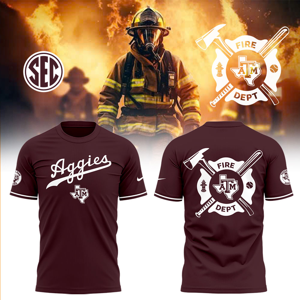Texas A&M Baseball x Firefighter Appreciation Night T-Shirt Baseball Father's Day Gifts Neasalamis.com