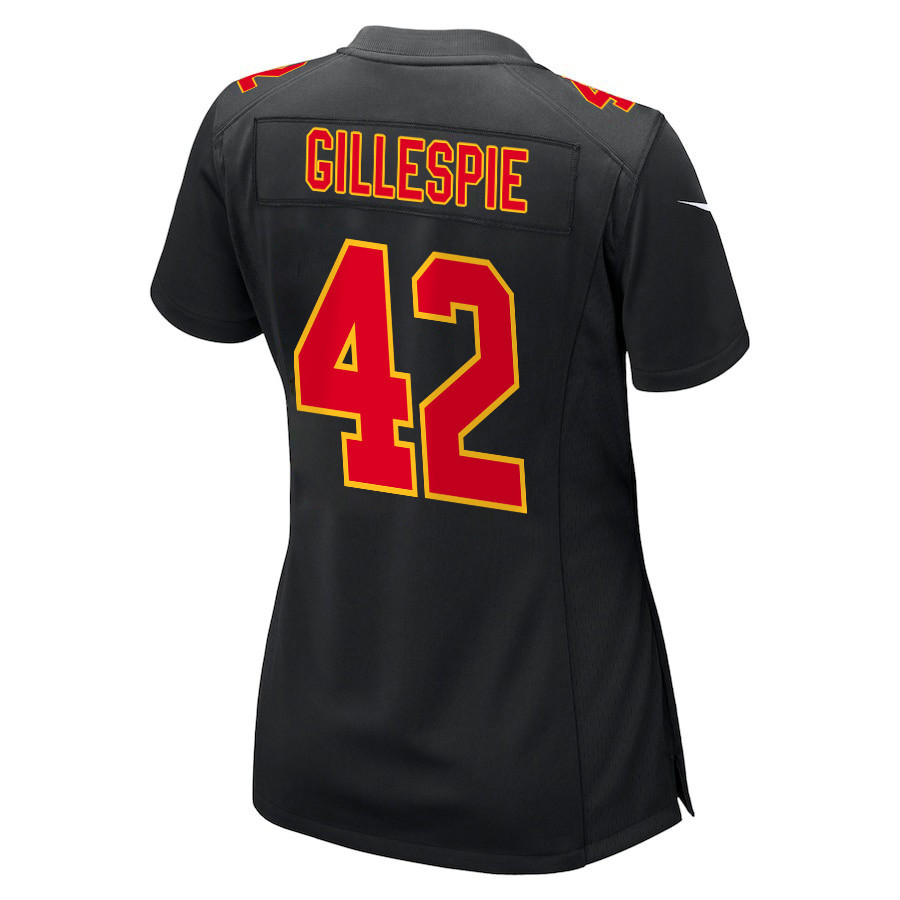 Tyree Gillespie 42 Kansas City Chiefs Super Bowl LVIII Champions 4X Fashion Game Women Jersey - Carbon Black JS6200 Neasalamis - Image 3