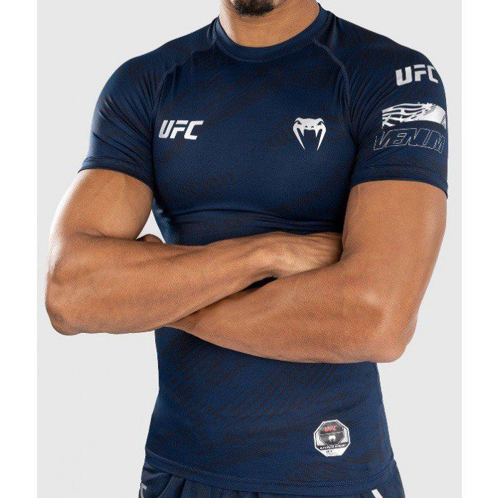 UFC Fusion by Venum Fight Week Men's Performance Short Sleeve Rashguard Oceanic Blue Best Gift For Big Fan Lovers Neasalamis.com