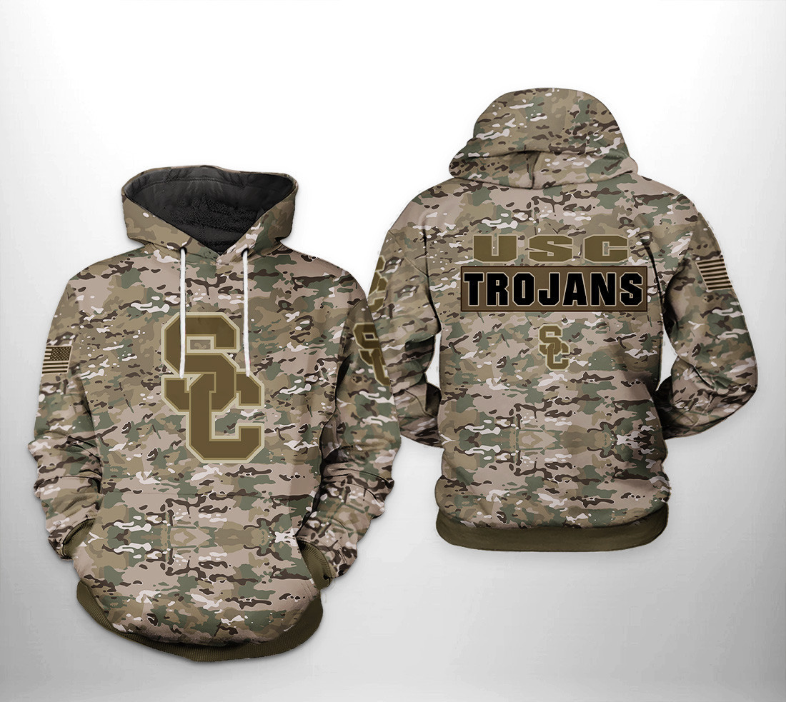 USC Trojans NCAA Camo Veteran Hoodie Zip Hoodie Neasalamis