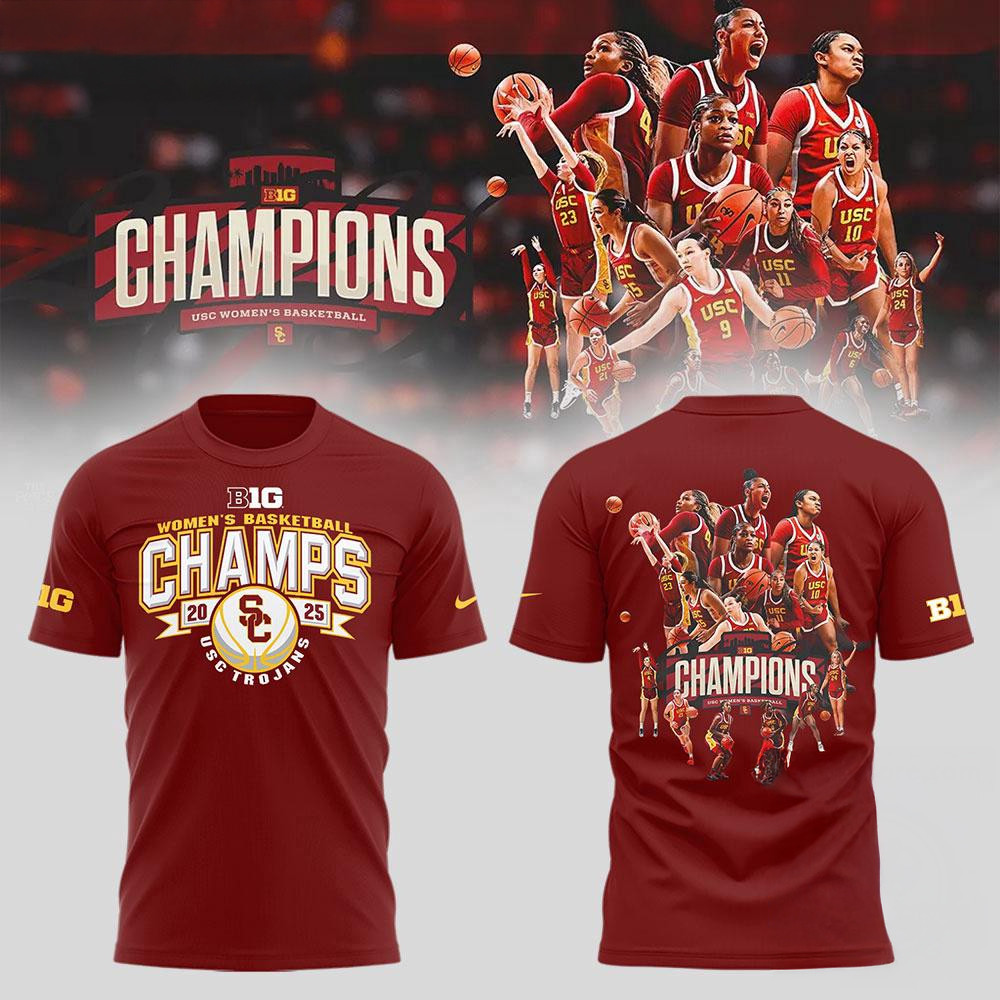 USC Trojans Women's Basketball 2025 Champions Team Graphics Design Red Shirt Neasalamis.com