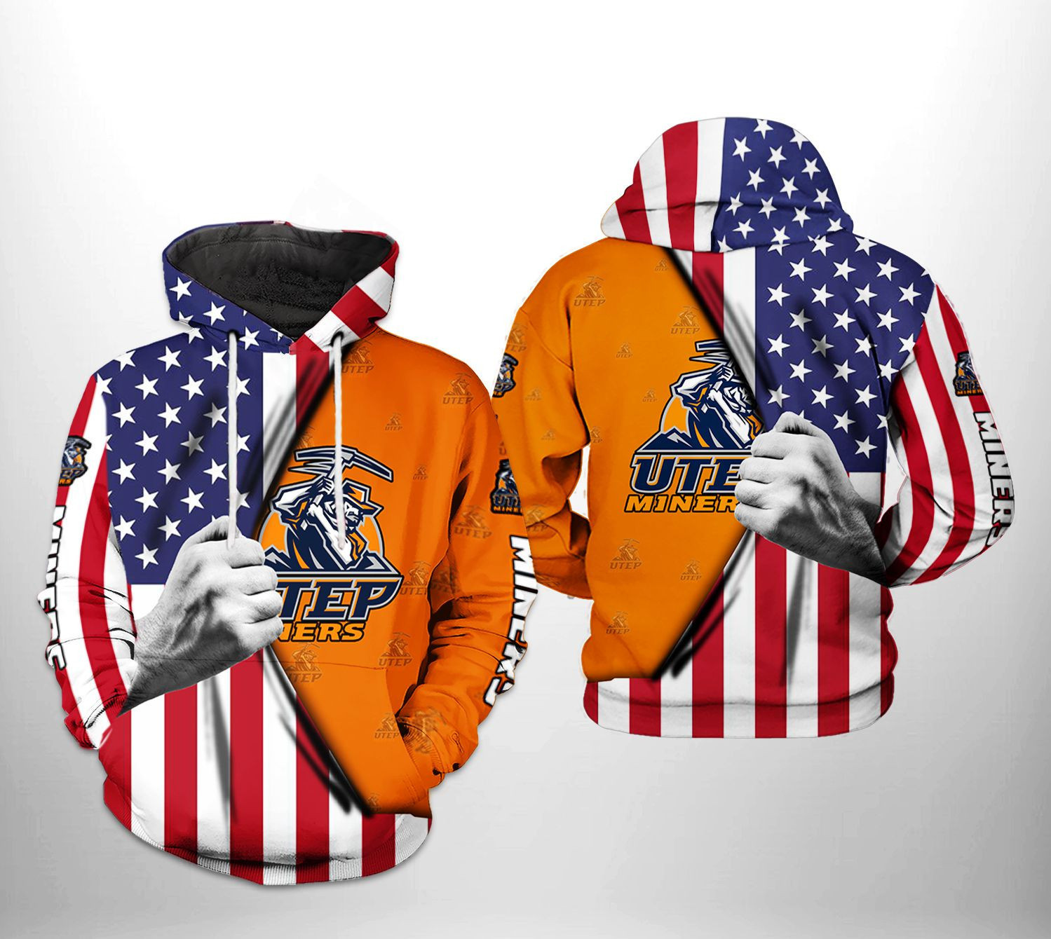 UTEP Miners NCAA US Flag Hoodie Neasalamis
