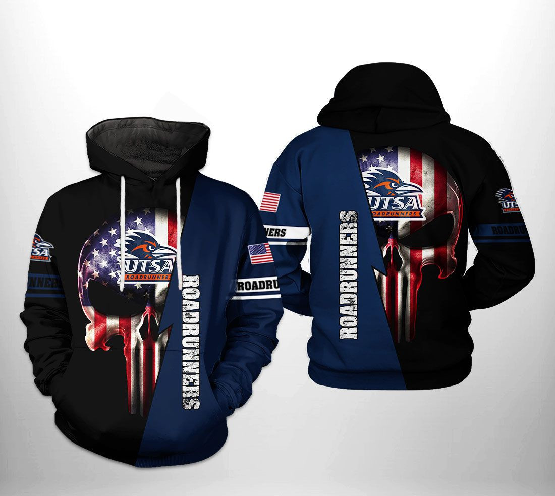 UTSA Roadrunners NCAA US Flag Skull Hoodie Neasalamis