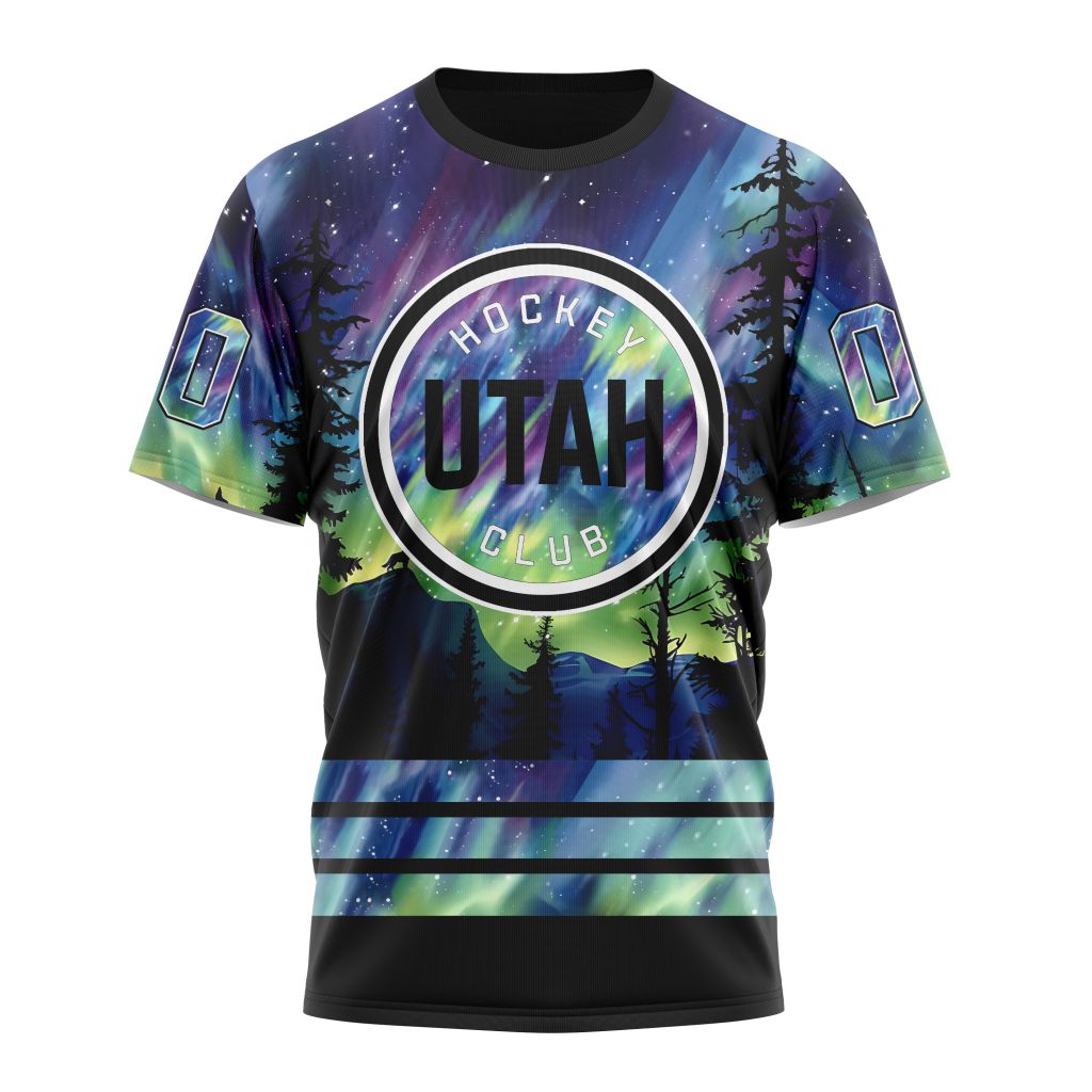 Utah Hockey Club Special Design With Northern Lights 01 Personalized Name And Number T-Shirt Style Neasalamis.com