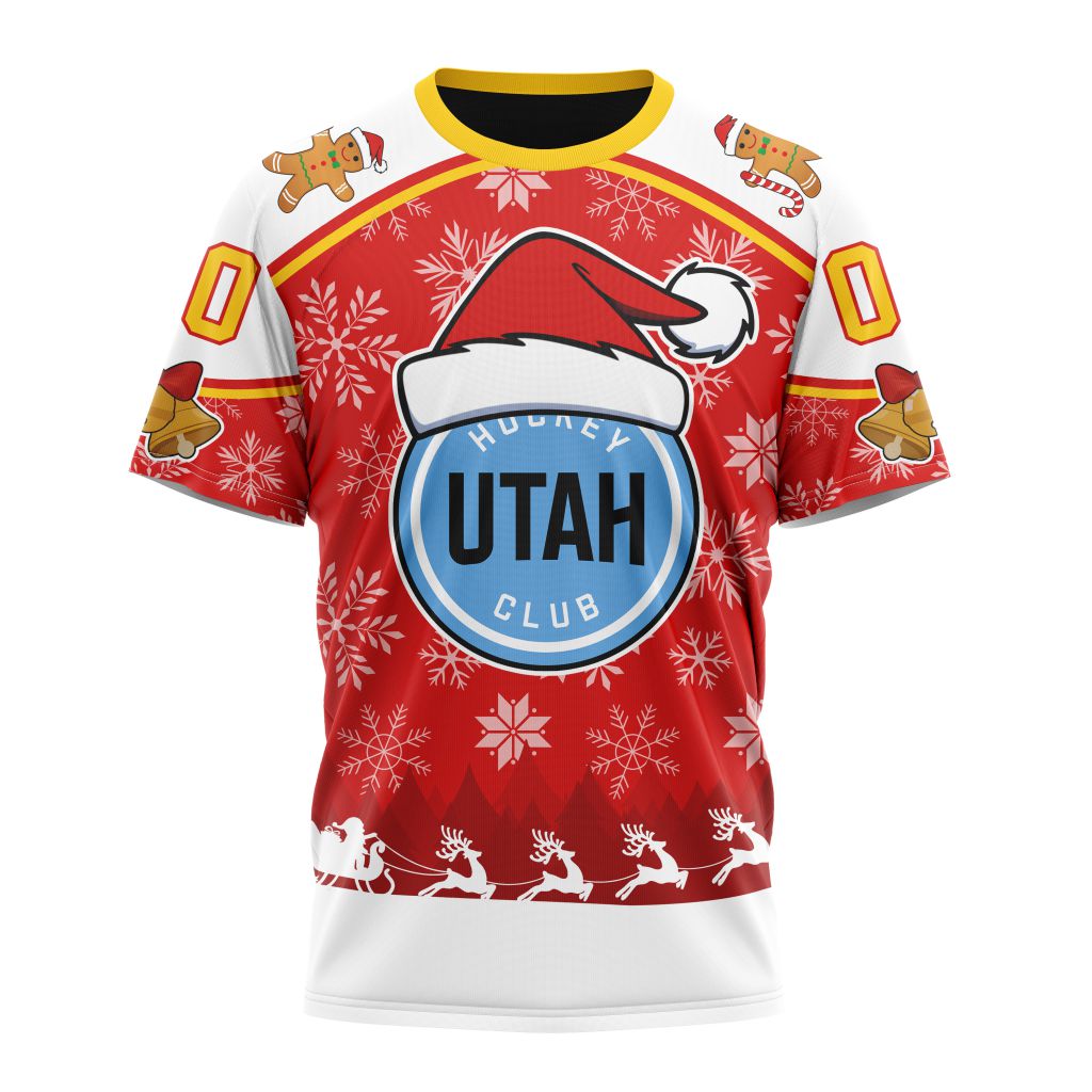 Utah Hockey Club Special Merry Christmas Design 02 Personalized Name And Number T-Shirt Style Neasalamis.com