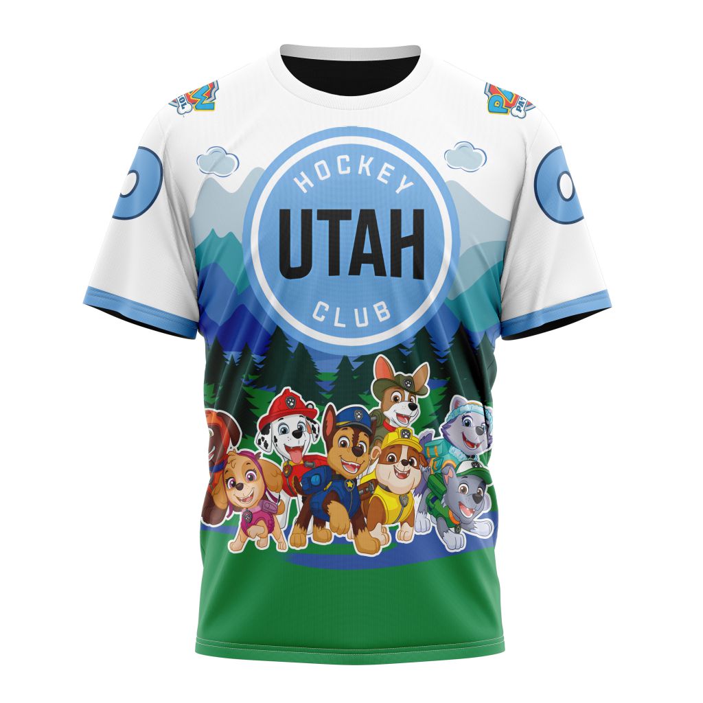 Utah Hockey Club Special Paw Patrol Design 01 Personalized Name And Number T-Shirt Style Neasalamis.com