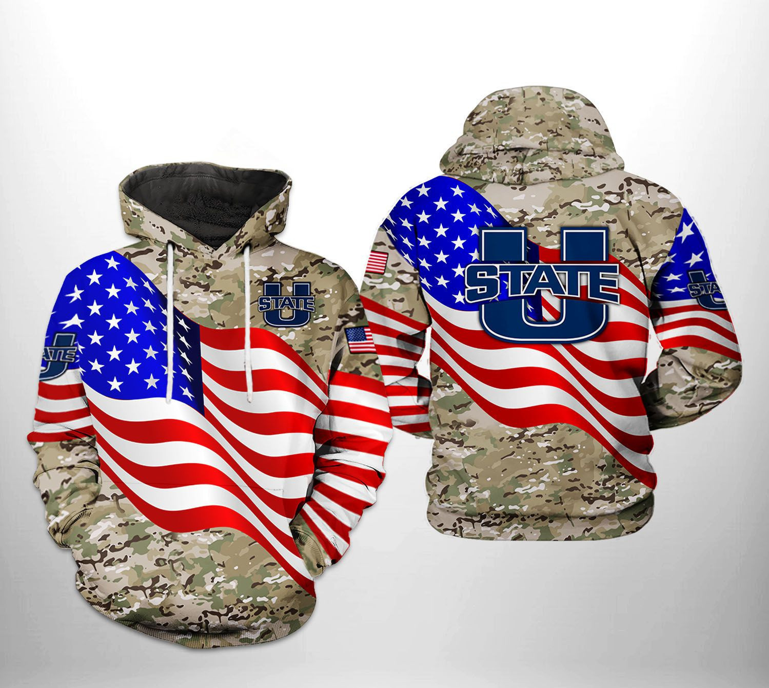 Utah State Aggies NCAA US Flag Camo Veteran Hoodie Neasalamis