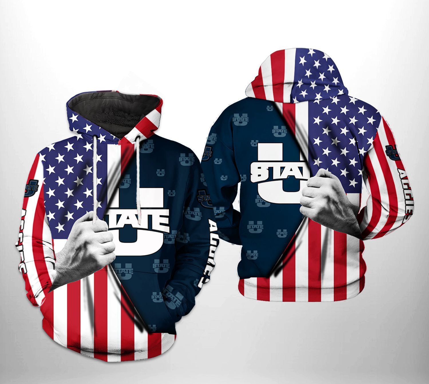 Utah State Aggies NCAA US Flag Hoodie Neasalamis