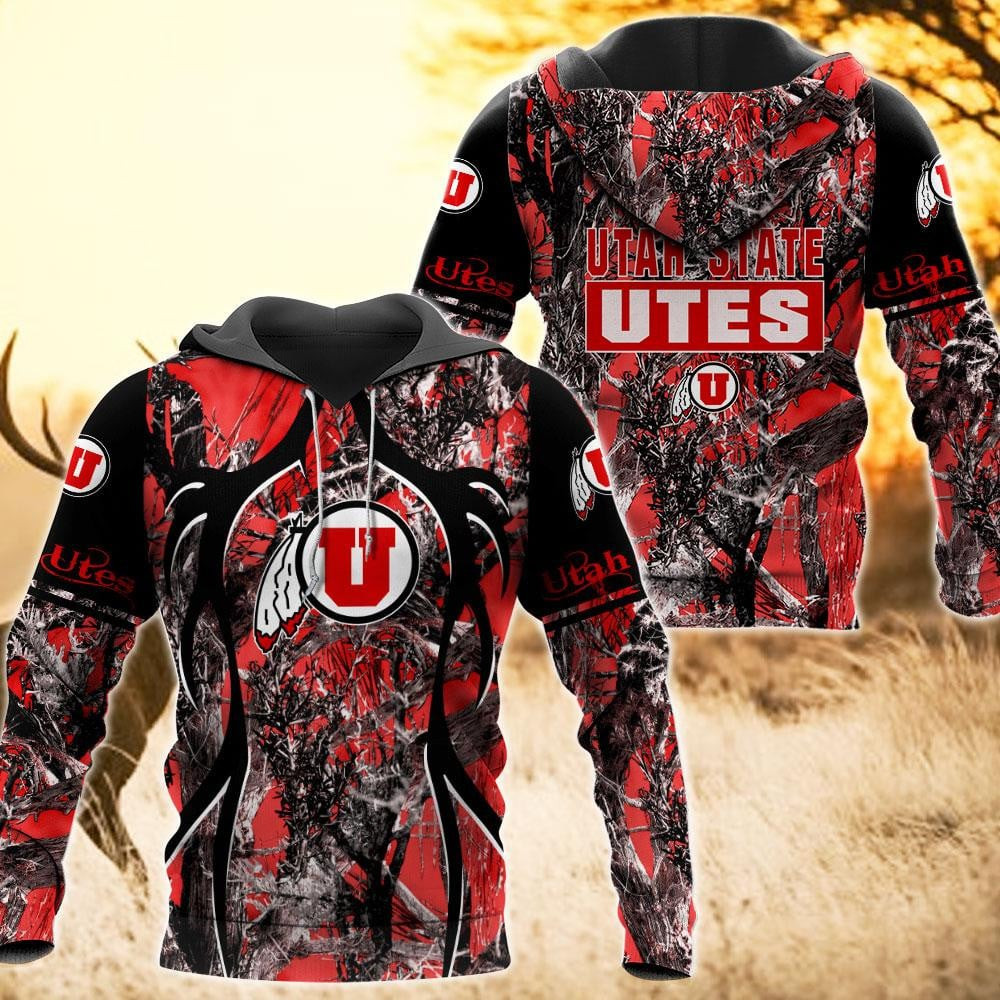 Utah Utes Camo Hunting 3D printed Sweatshirt Hoodie Zipped Hoodie Neasalamis