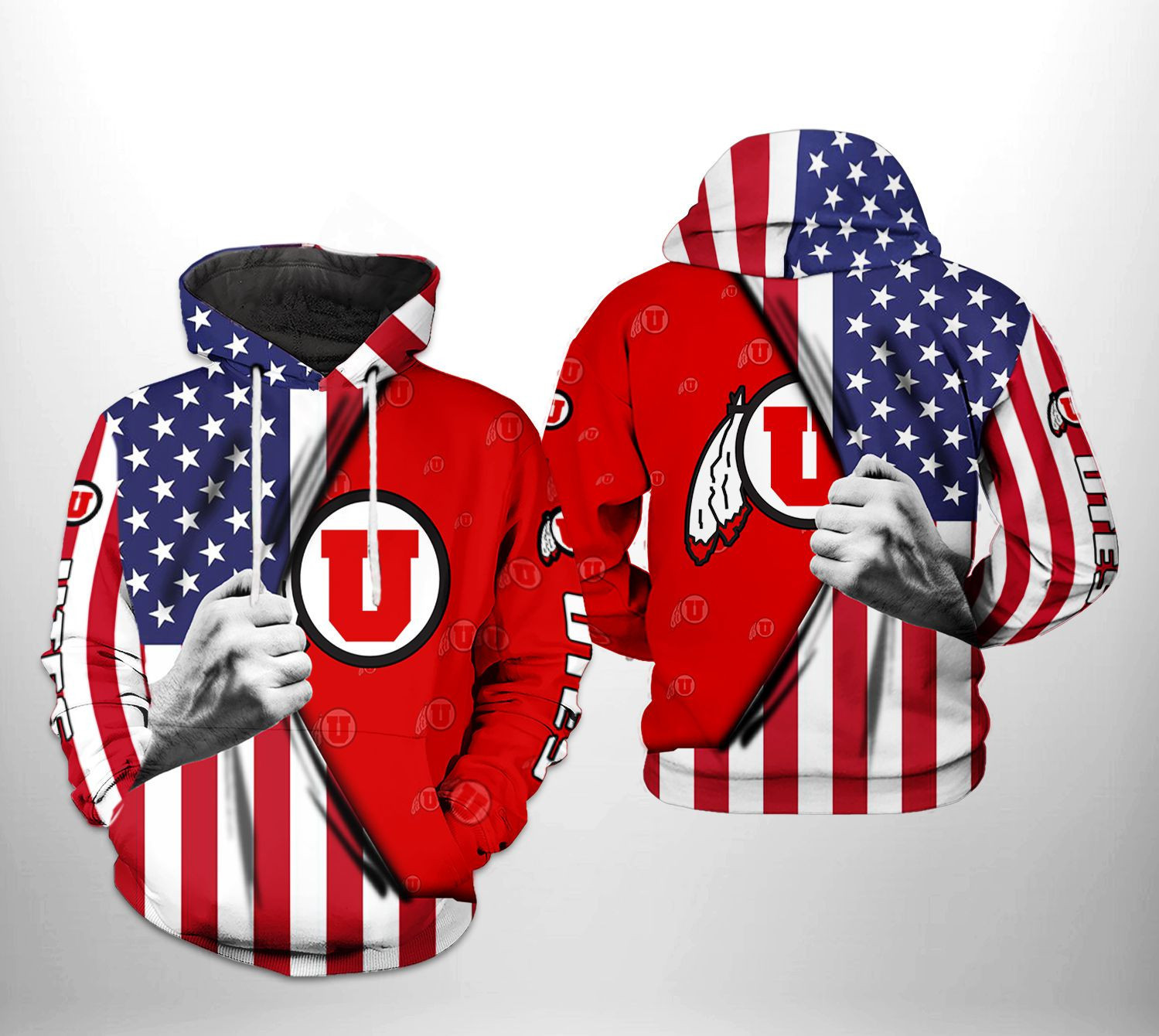 Utah Utes NCAA US Flag Hoodie Neasalamis
