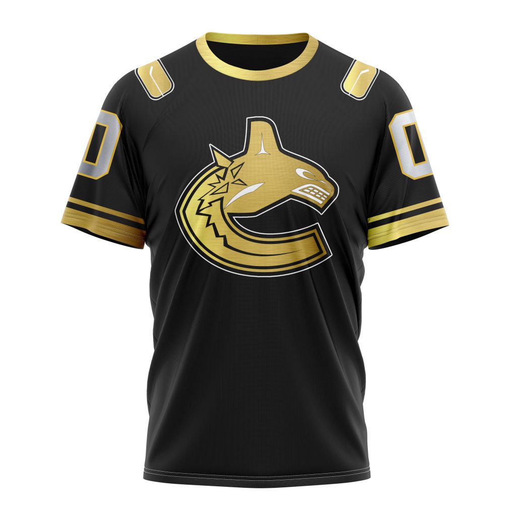 Vancouver Canucks Special Black And Gold Design 01 Personalized Name And Number T-Shirt Style Neasalamis.com
