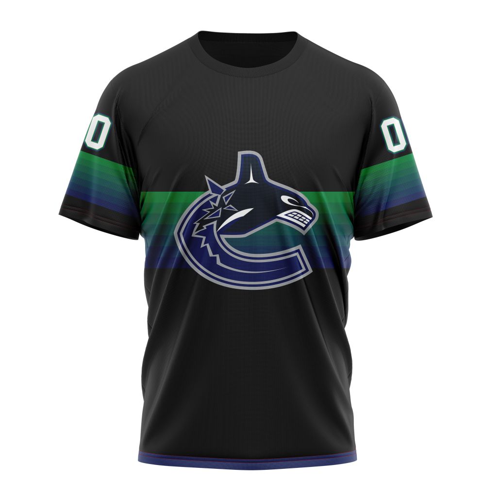 Vancouver Canucks Special Black And Gradient Design Personalized Name And Number T-Shirt Style Neasalamis.com