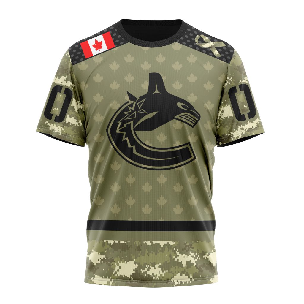 Vancouver Canucks Special Camo Military Appreciation Personalized Name And Number T-Shirt Style Neasalamis.com