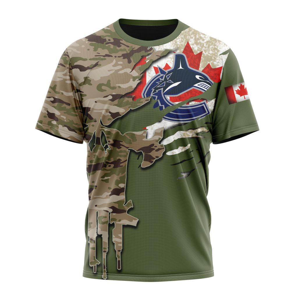 Vancouver Canucks Special Camo Skull Design Personalized Name And Number T-Shirt Style Neasalamis.com