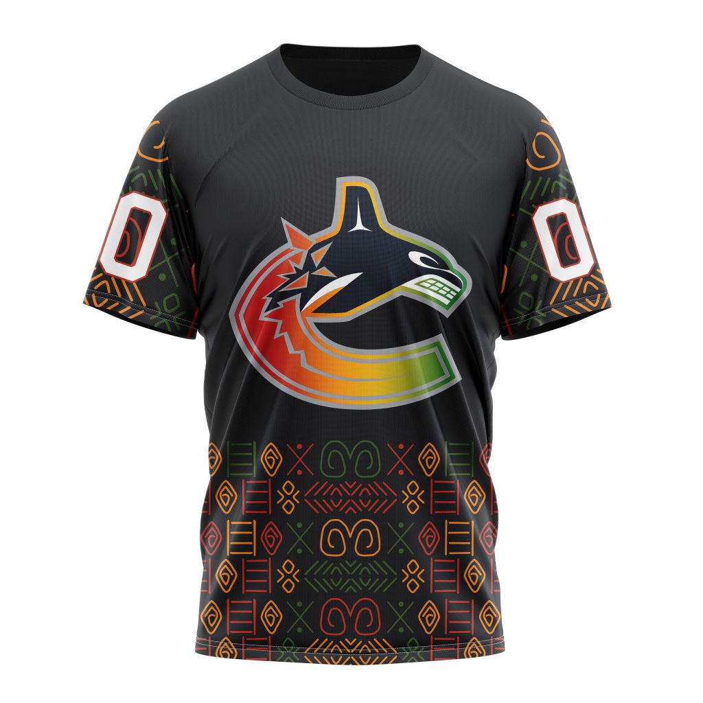 Vancouver Canucks Special Design For Black History Month 01 Personalized Name And Number T-Shirt Style Neasalamis.com