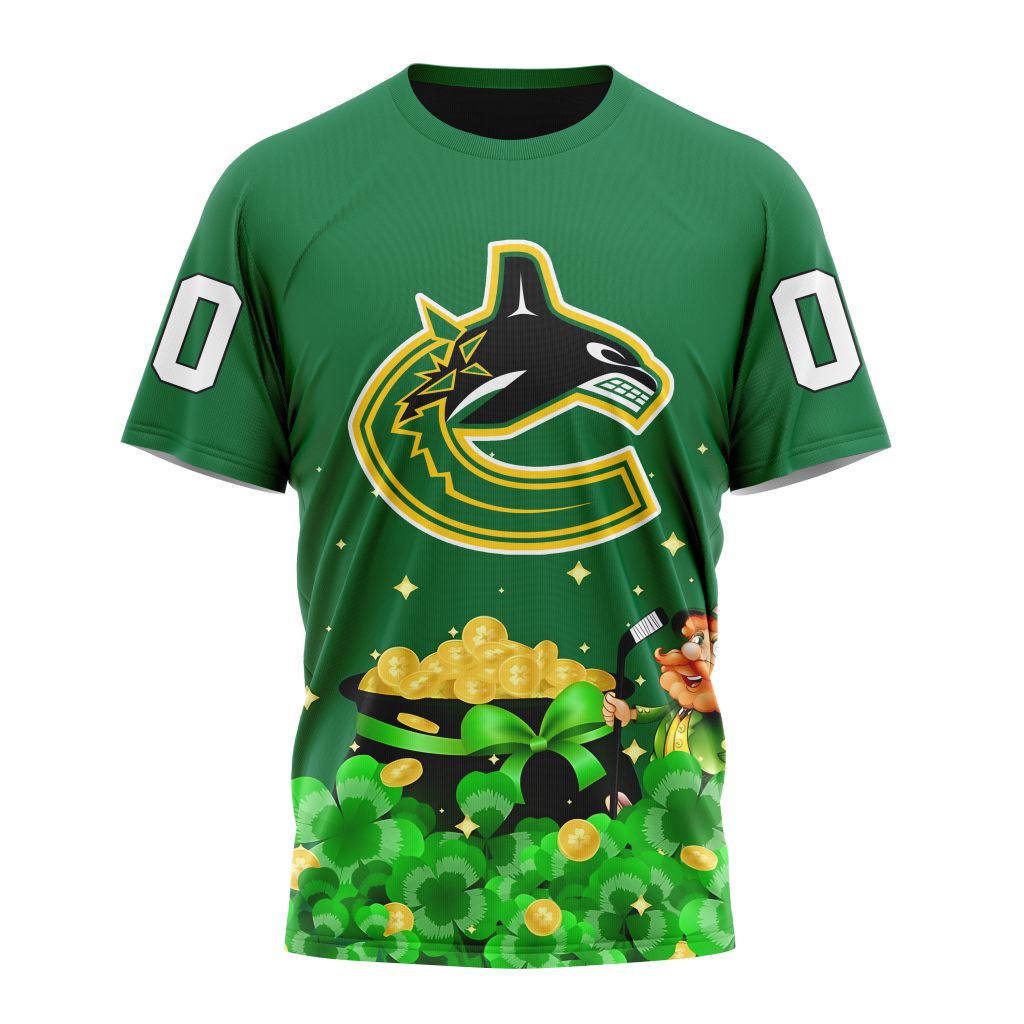 Vancouver Canucks Special Design For St.Patrick's Day Personalized Name And Number T-Shirt Style Neasalamis.com