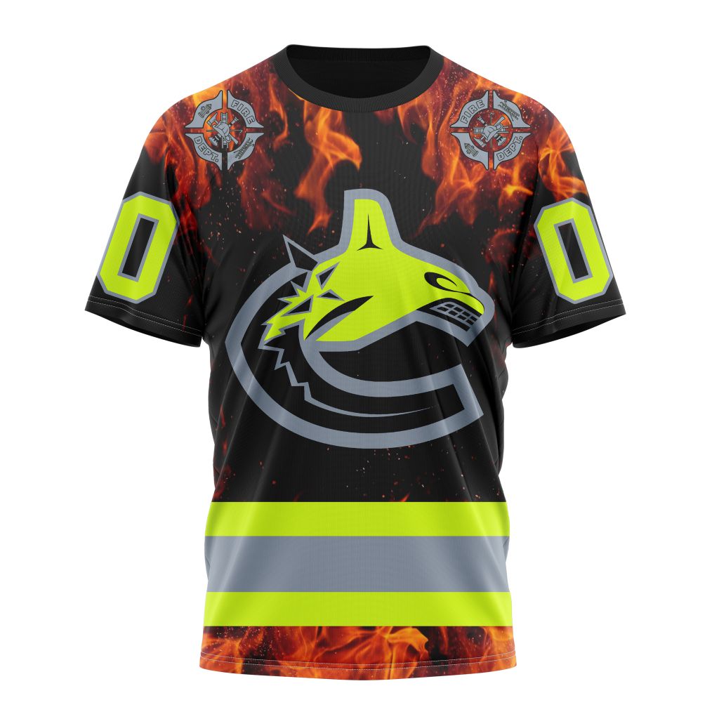 Vancouver Canucks Special Design Honoring Firefighters 01 Personalized Name And Number T-Shirt Style Neasalamis.com