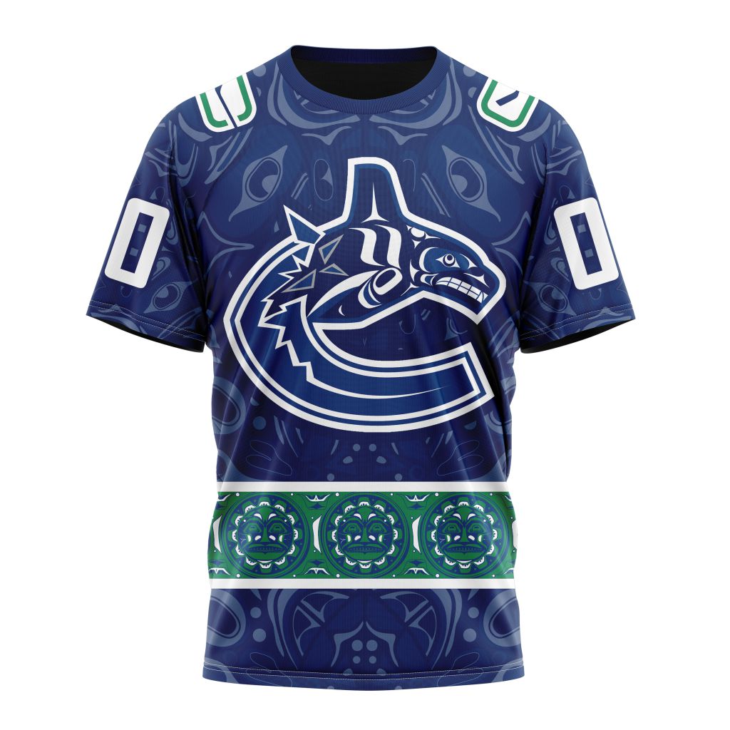 Vancouver Canucks Special Design With Canadian Aboriginal Art Personalized Name And Number T-Shirt Style Neasalamis.com