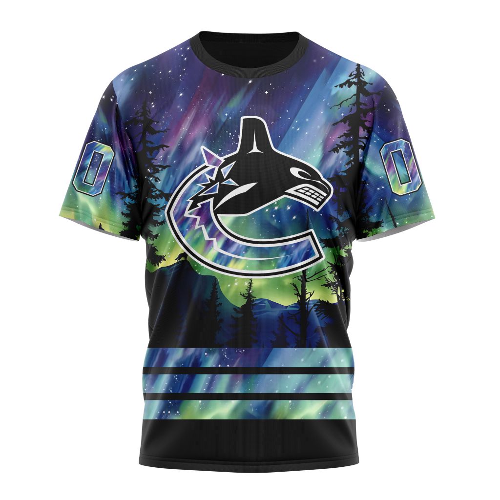 Vancouver Canucks Special Design With Northern Lights 01 Personalized Name And Number T-Shirt Style Neasalamis.com