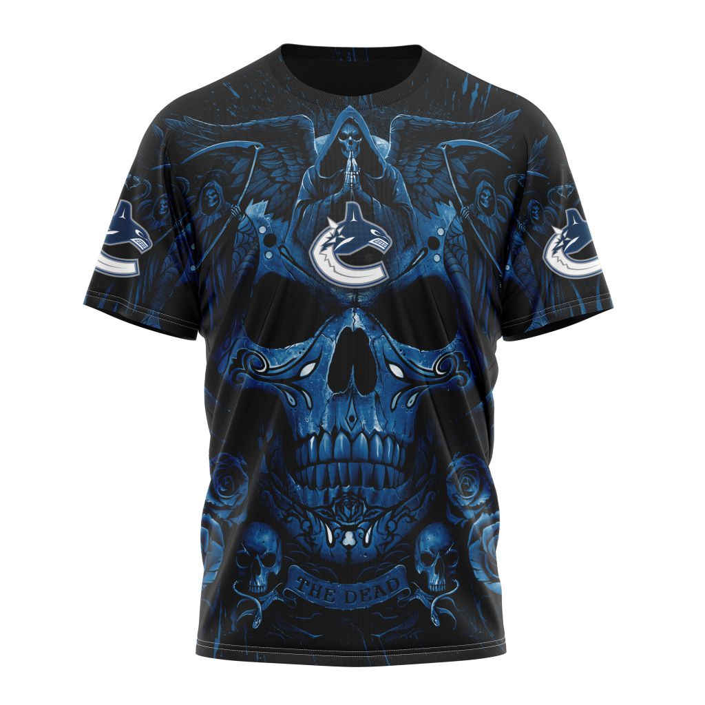 Vancouver Canucks Special Design With Skull Art Personalized Name And Number T-Shirt Style Neasalamis.com