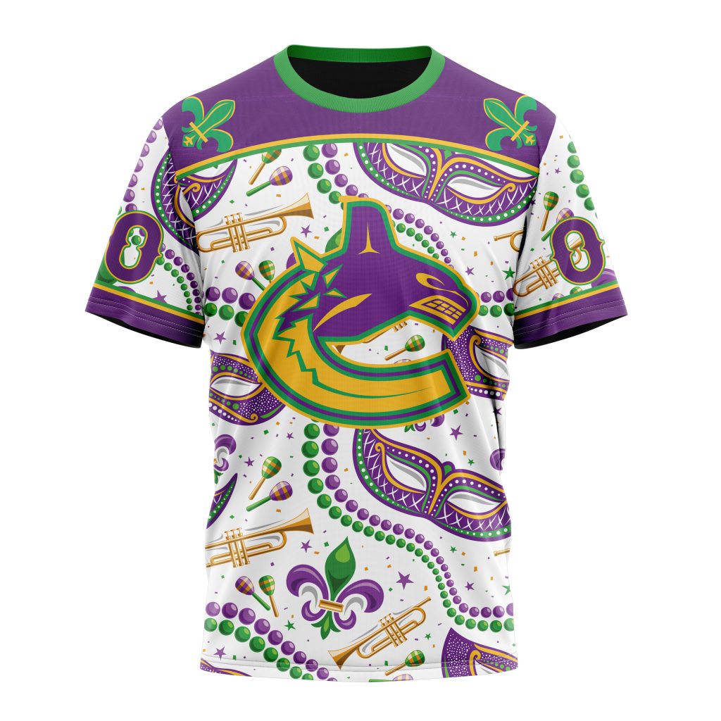 Vancouver Canucks Special Mardi Gras Design 01 Personalized Name And Number T-Shirt Style Neasalamis.com