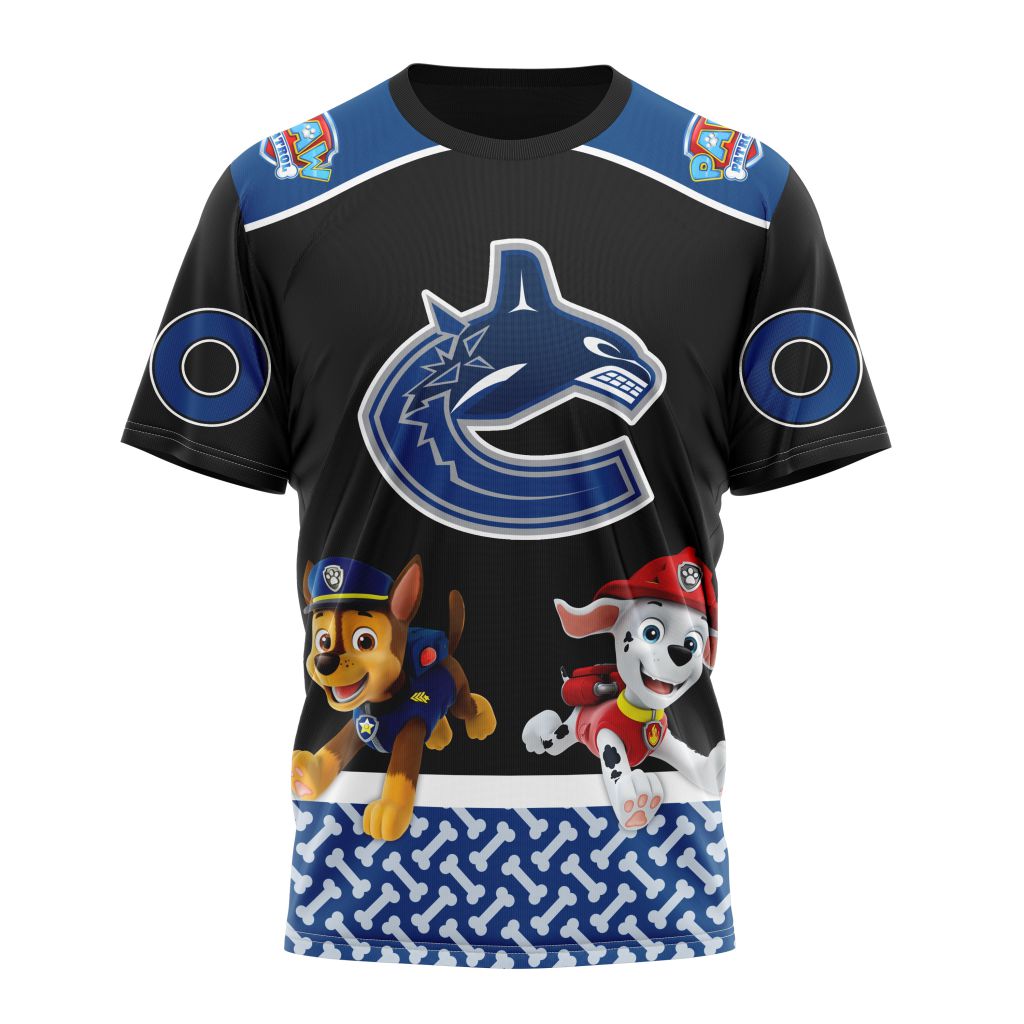 Vancouver Canucks Special Paw Patrol Design Personalized Name And Number T-Shirt Style Neasalamis.com