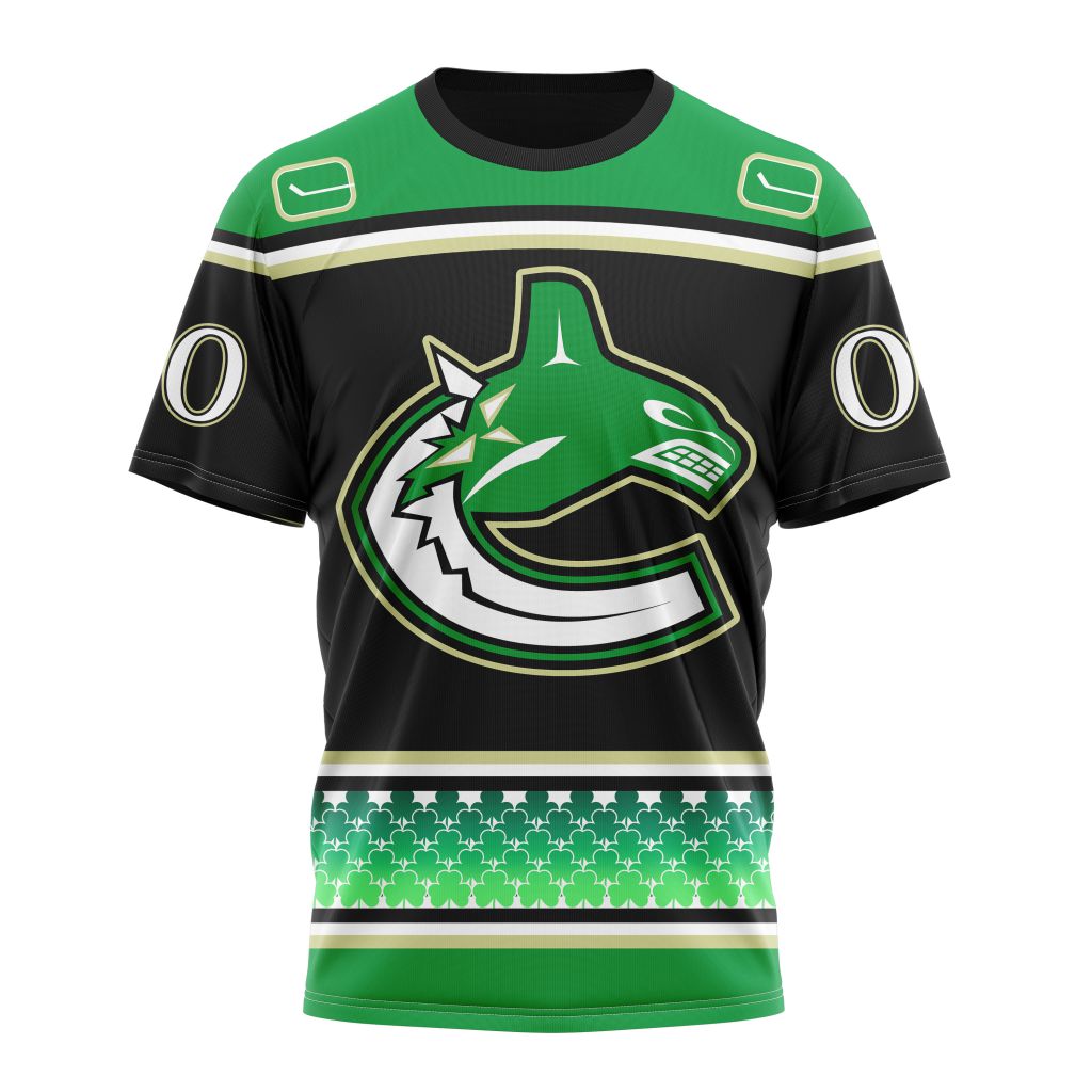 Vancouver Canucks Specialized Hockey Celebrate St Patrick's Day Personalized Name And Number T-Shirt Style Neasalamis.com