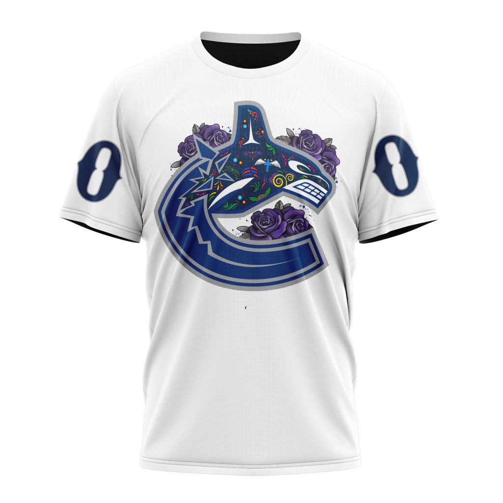 Vancouver Canucks Specialized Unisex Kits Dia De Muertos Personalized Name And Number T-Shirt Style Neasalamis.com