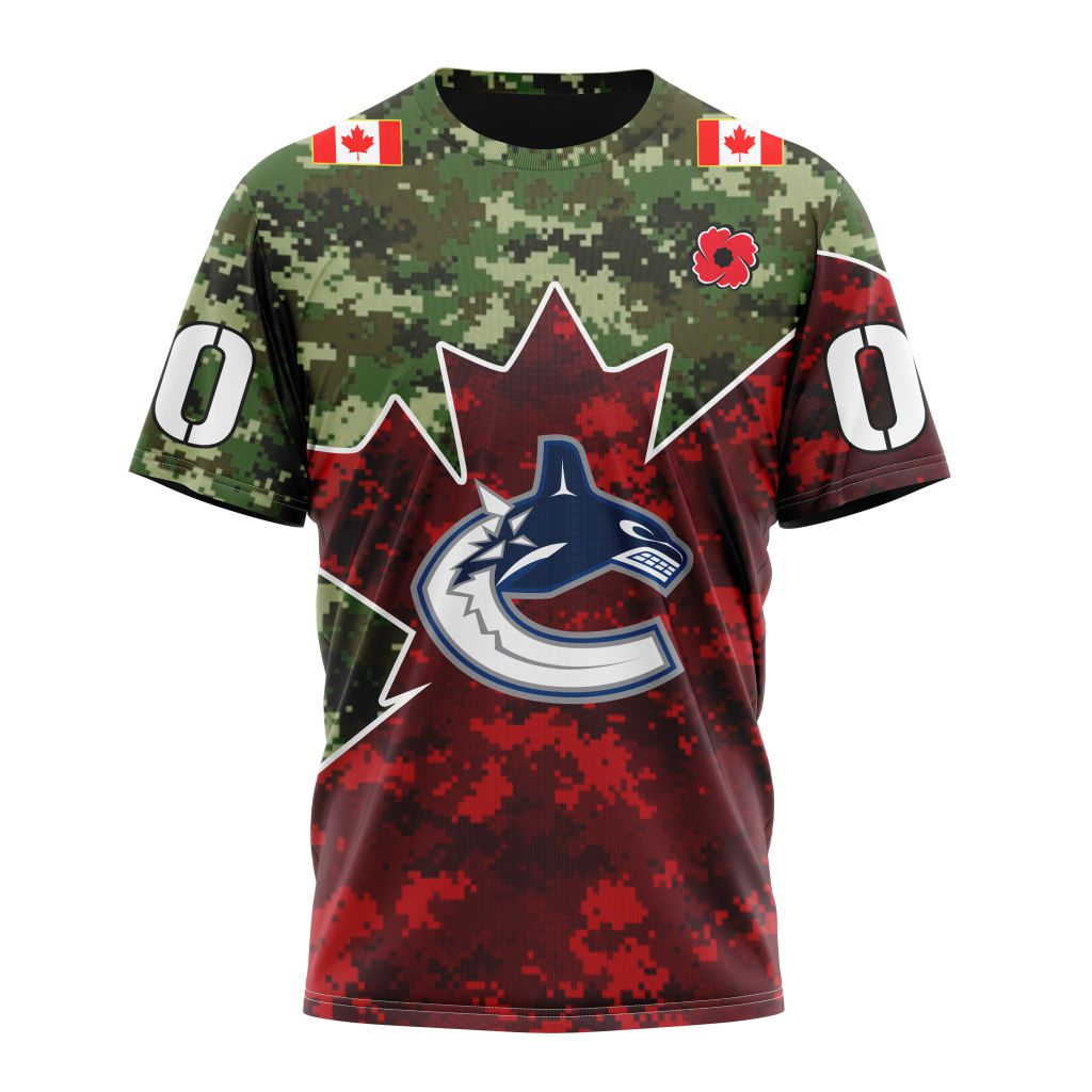 Vancouver CanucksSpecial Design For Remembrance Day Personalized Name And Number T-Shirt Style Neasalamis.com