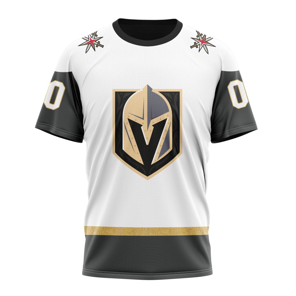 Vegas Golden Knights Personalized White Away Kits Personalized Name And Number T-Shirt Style Neasalamis.com