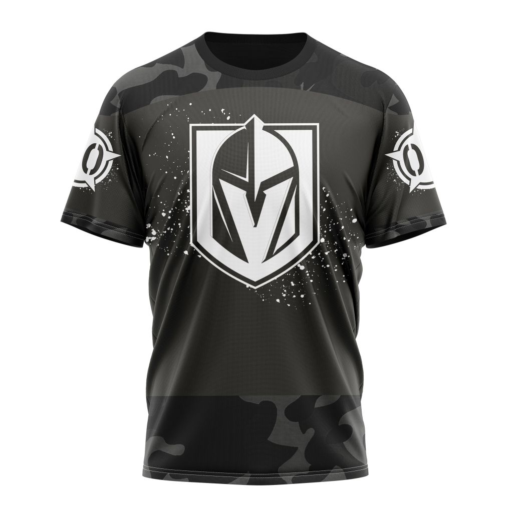 Vegas Golden Knights Special Black Camo Design For Veterans Day Personalized Name And Number T-Shirt Style Neasalamis.com