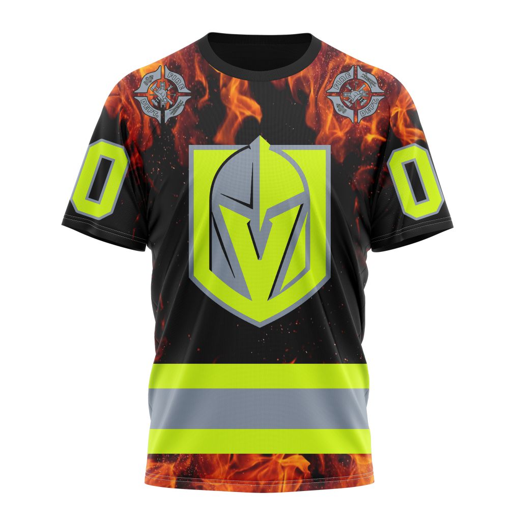 Vegas Golden Knights Special Design Honoring Firefighters 01 Personalized Name And Number T-Shirt Style Neasalamis.com