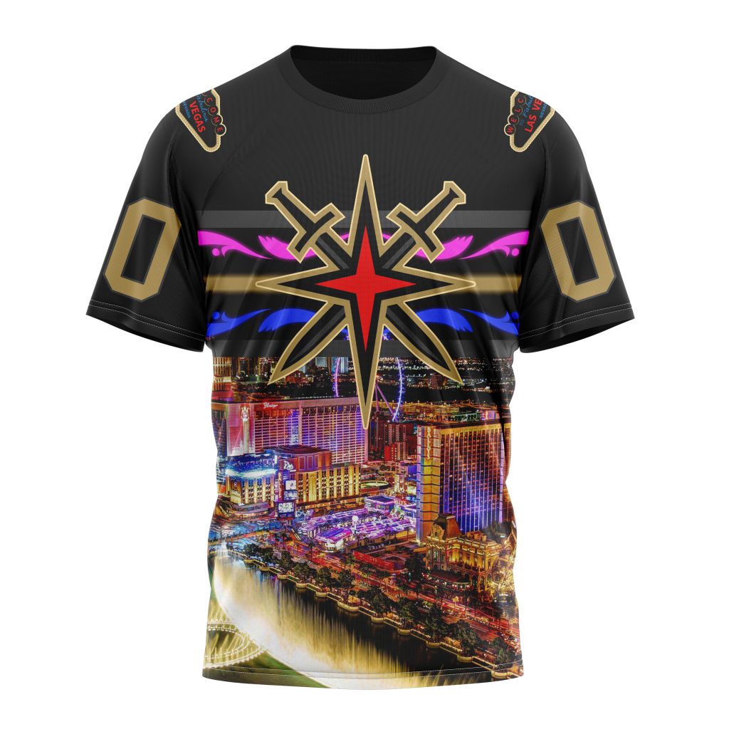 Vegas Golden Knights Special Design With Las Vegas Strip Personalized Name And Number T-Shirt Style Neasalamis.com