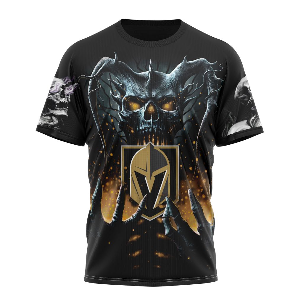 Vegas Golden Knights Special Skull Art Design Personalized Name And Number T-Shirt Style Neasalamis.com