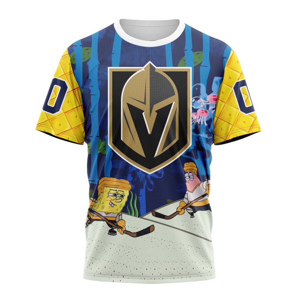 Vegas Golden Knights Special SpongeBob SquarePants Design 01 Personalized Name And Number T-Shirt Style Neasalamis.com