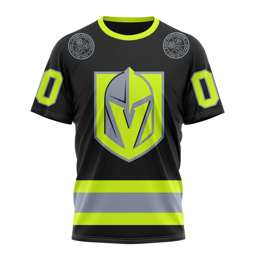 Vegas Golden Knights Specialized Unisex Kits With FireFighter Uniforms Color Personalized Name And Number T-Shirt Style Neasalamis.com