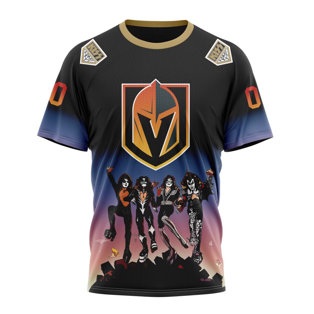 Vegas Golden Knights X KISS Band Design Personalized Name And Number T-Shirt Style Neasalamis.com