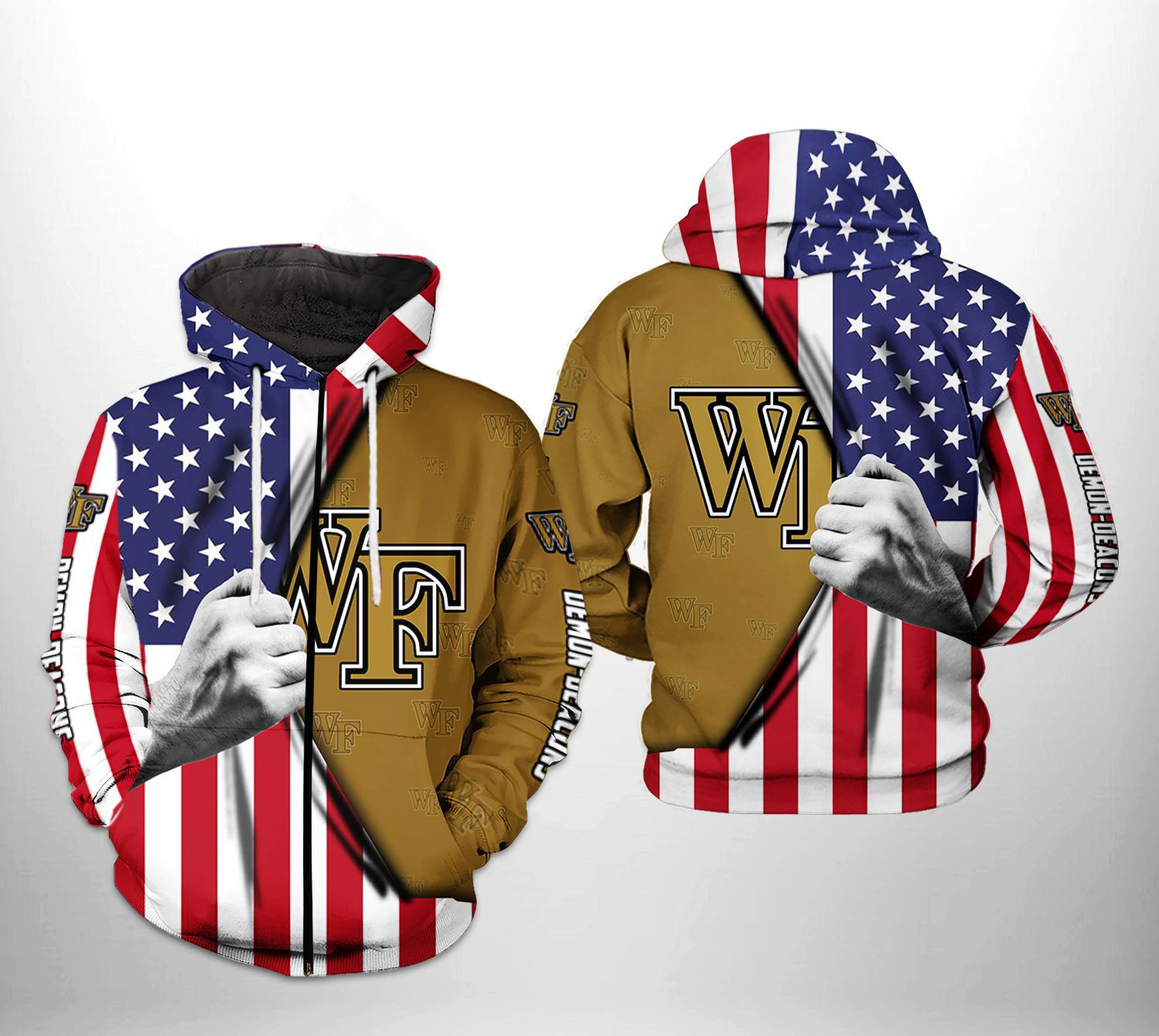Wake Forest Demon Deacons NCAA US Flag Hoodie Neasalamis