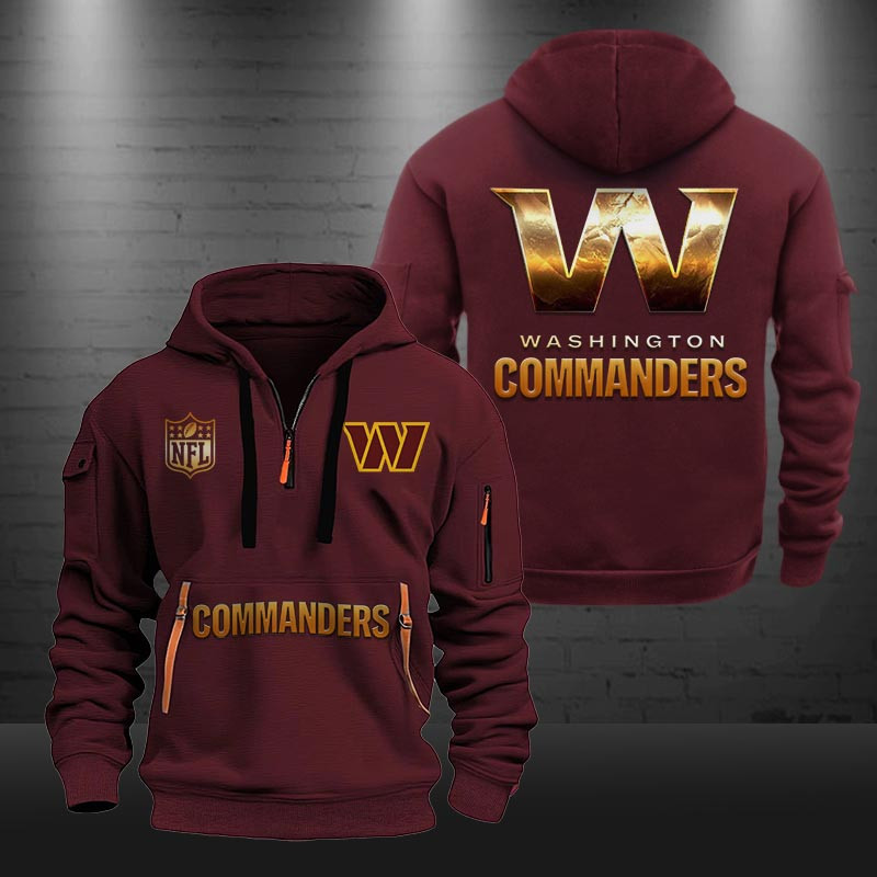 Washington Commanders Golden Logo NFL Quarter Zip Hoodie Neasalamis