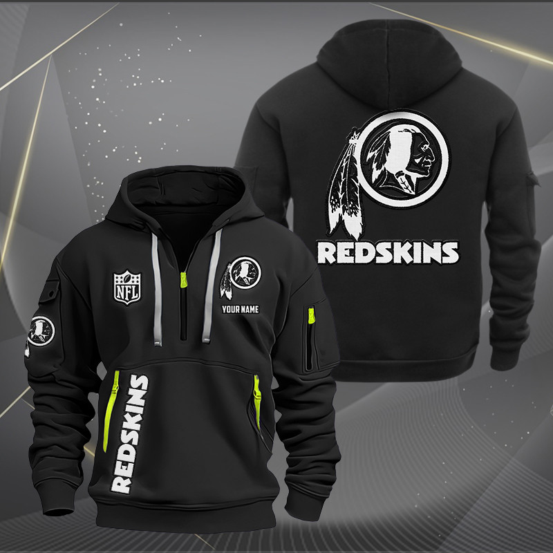 Washington Commanders White Logo NFL Quarter Zip Hoodie Neasalamis