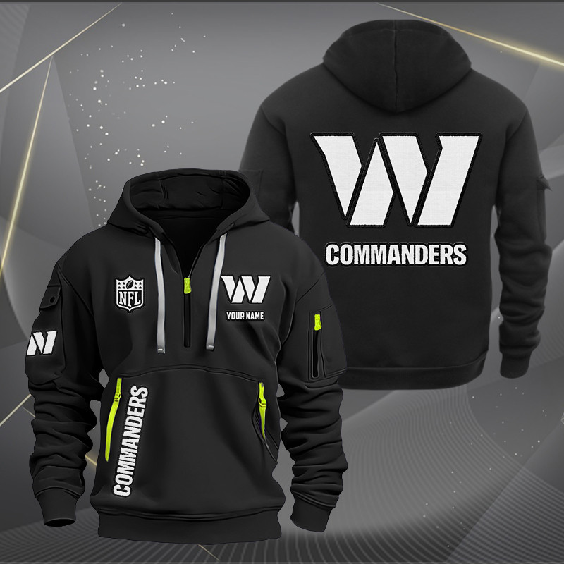 Washington Commanders White Logo NFL Quarter Zip Hoodie Neasalamis