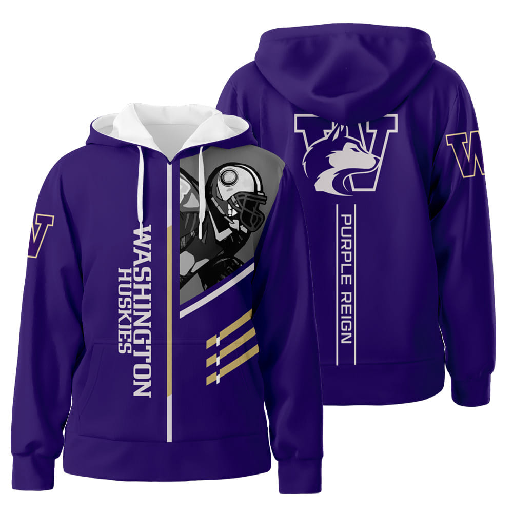 Washington Huskies American Football 3D All Over Print Hoodie Zip-Up Hoodie Neasalamis