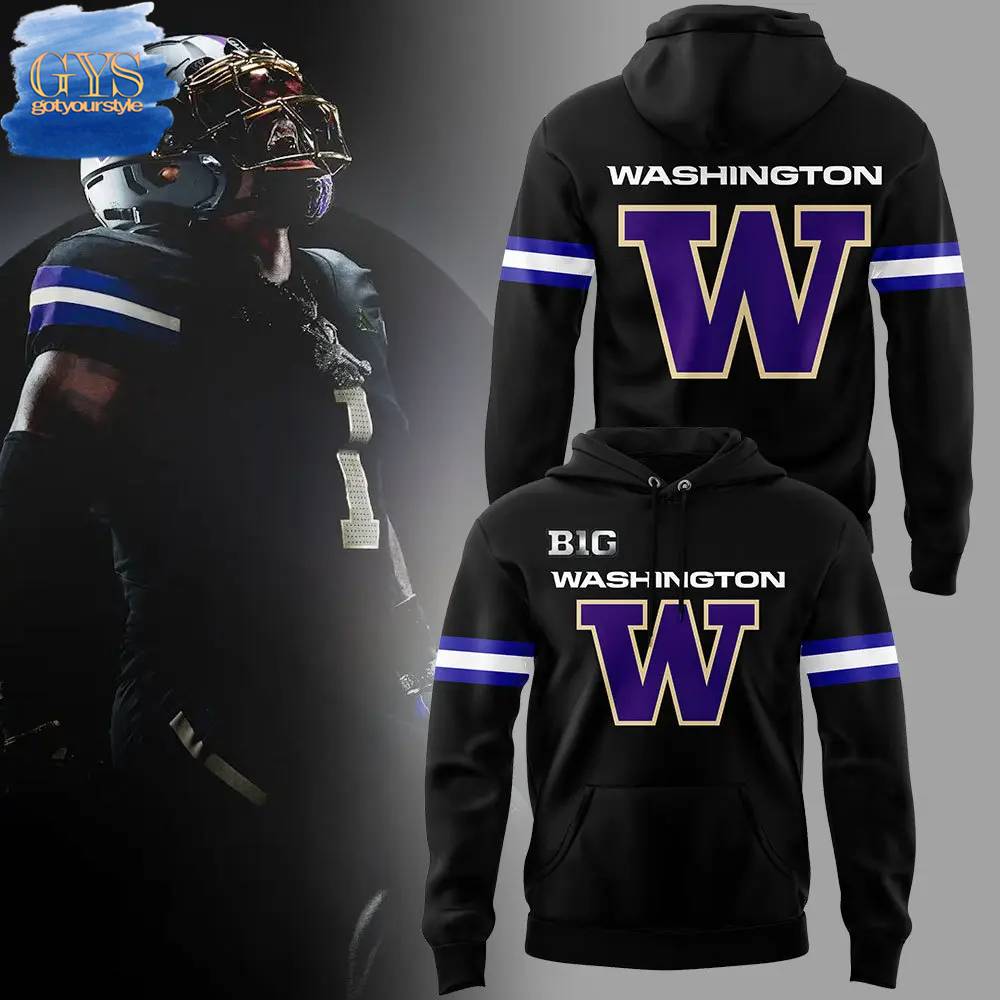 Washington Huskies Football Wear Black Threads Hoodie Neasalamis