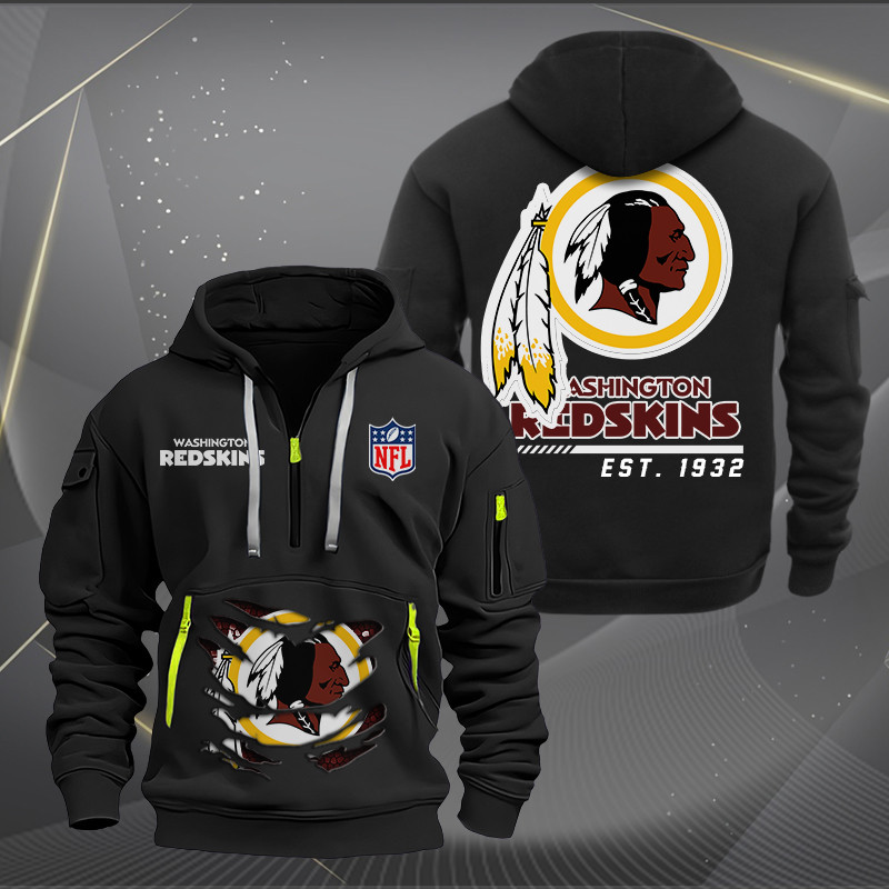 Washington Redskin Monster Scratch 2 Logo NFL Quarter Zip Hoodie Neasalamis