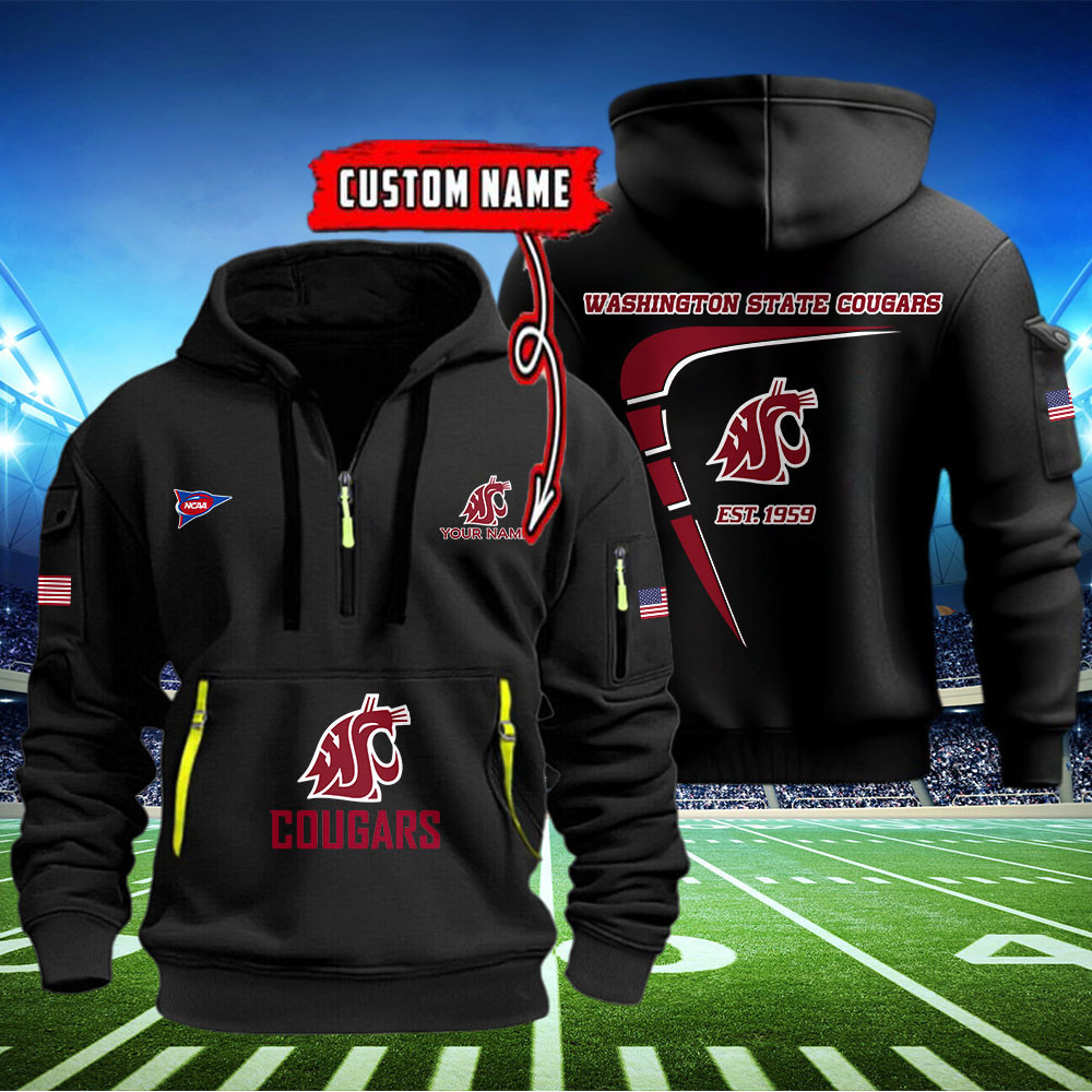 Washington State Cougars Quarter Zip Hoodie Neasalamis