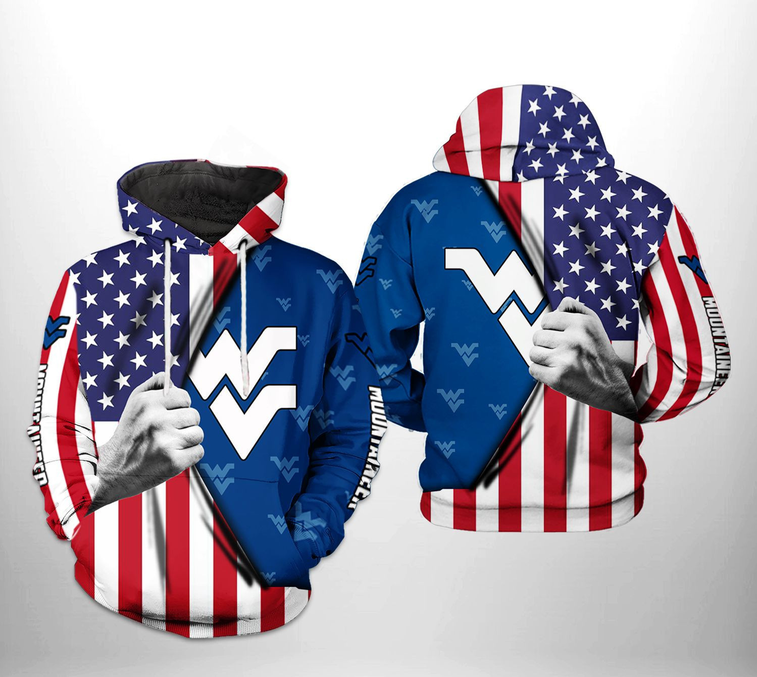 West Virginia Mountaineer NCAA US Flag Hoodie Neasalamis