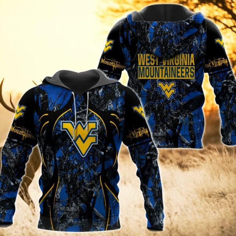 West Virginia Mountaineers Camo Hunting 3D printed Sweatshirt Hoodie Zipped Hoodie Neasalamis